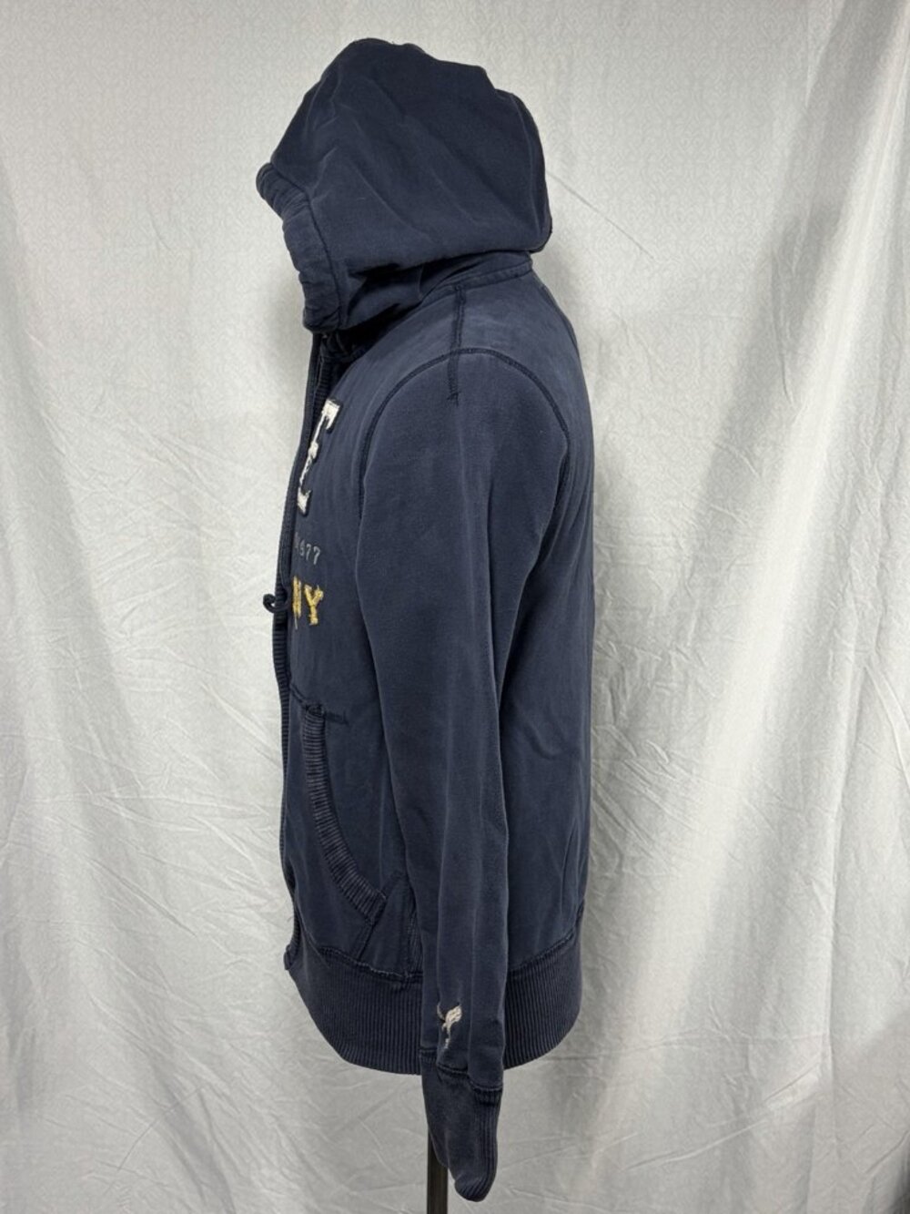 Vintage Y2K American Eagle Hoodie Mens Medium Blue Fleece Full Zip AE NY Graphic - Picture 4 of 10